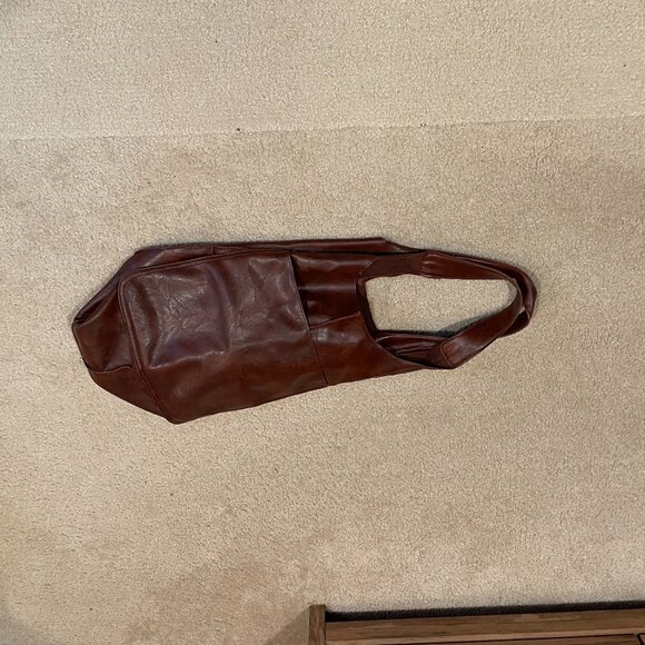 Large Leather Boho Tote Bag - Cognac - Picture 7 of 7